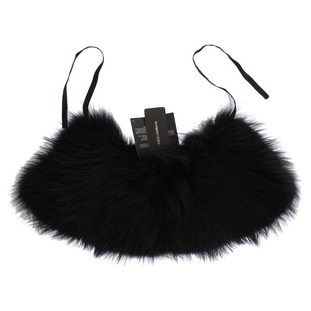 Dolce & Gabbana Black Fox Fur Collar Scarf MS1573-6