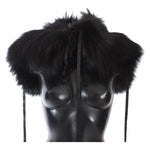 Dolce & Gabbana Black Fox Fur Shoulder Wrap Cover Collar Scarf MS1580-3