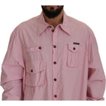 Dolce & Gabbana Pink Casual Button Down Long Sleeves Shirt TSH7922- 45