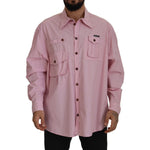 Dolce & Gabbana Pink Casual Button Down Long Sleeves Shirt TSH7922- 45