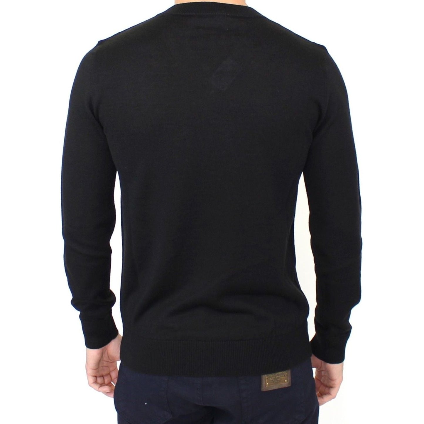 Ermanno Scervino Black Wool Blend V-neck Pullover Sweater SIG10107-1