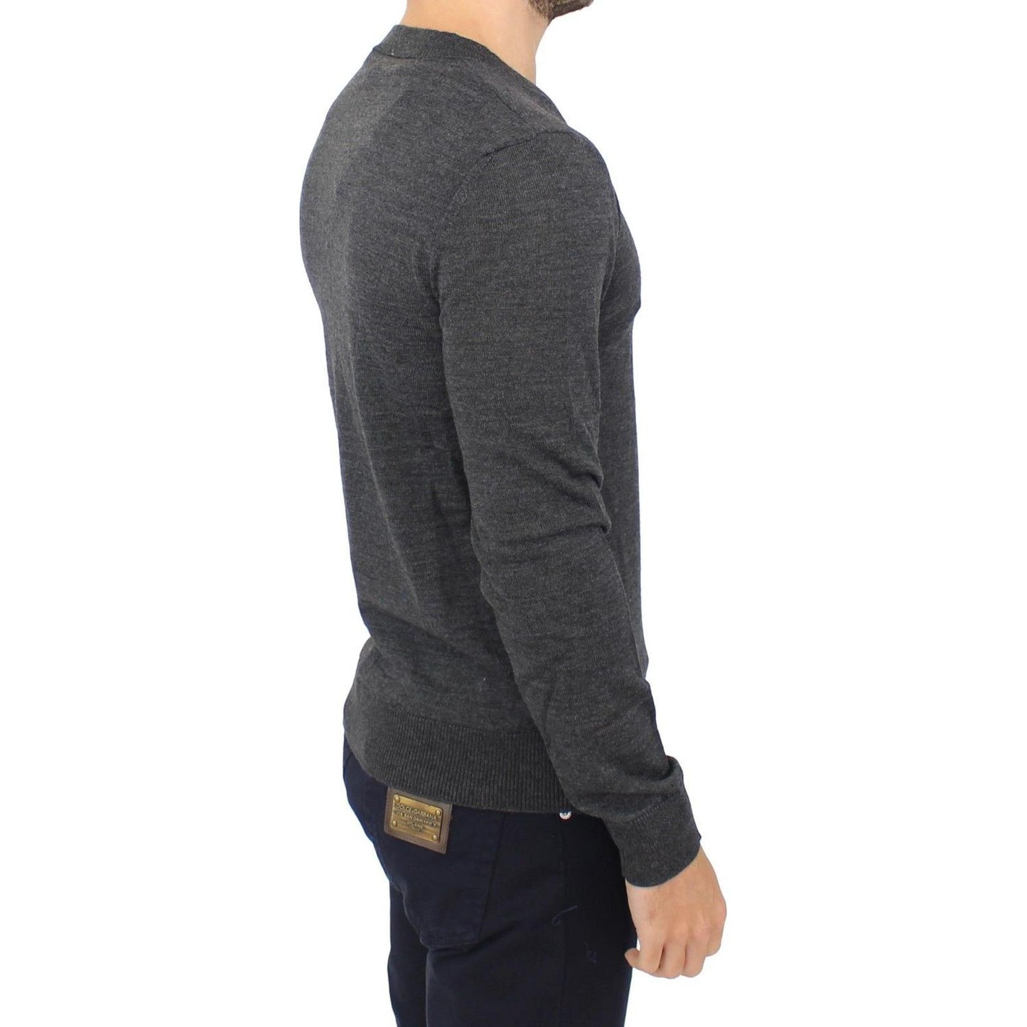 Ermanno Scervino Gray Wool Blend V-neck Pullover Sweater SIG10334-1