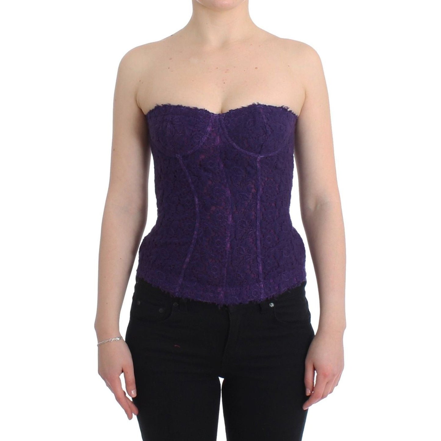 Ermanno Scervino Lingerie Purple Corset Bustier Top Floral Lace SIG11499-1
