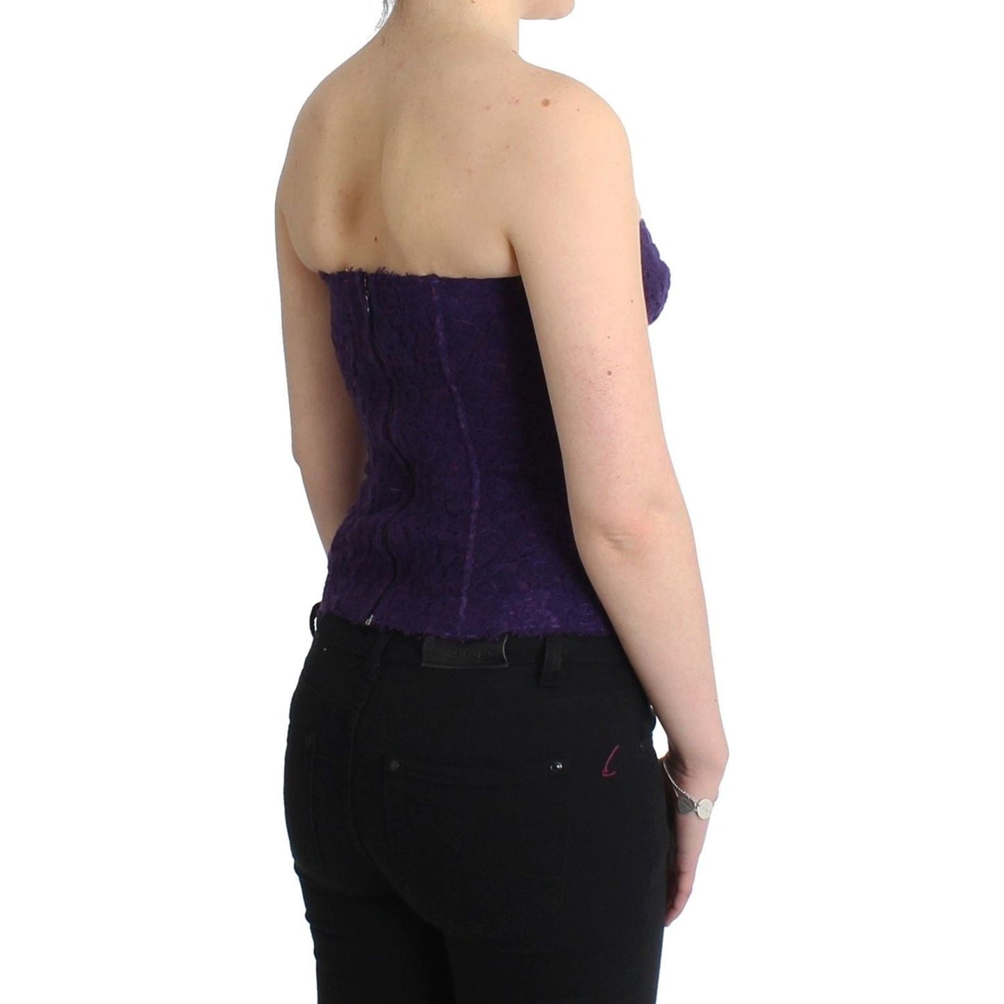 Ermanno Scervino Lingerie Purple Corset Bustier Top Floral Lace SIG11499-1