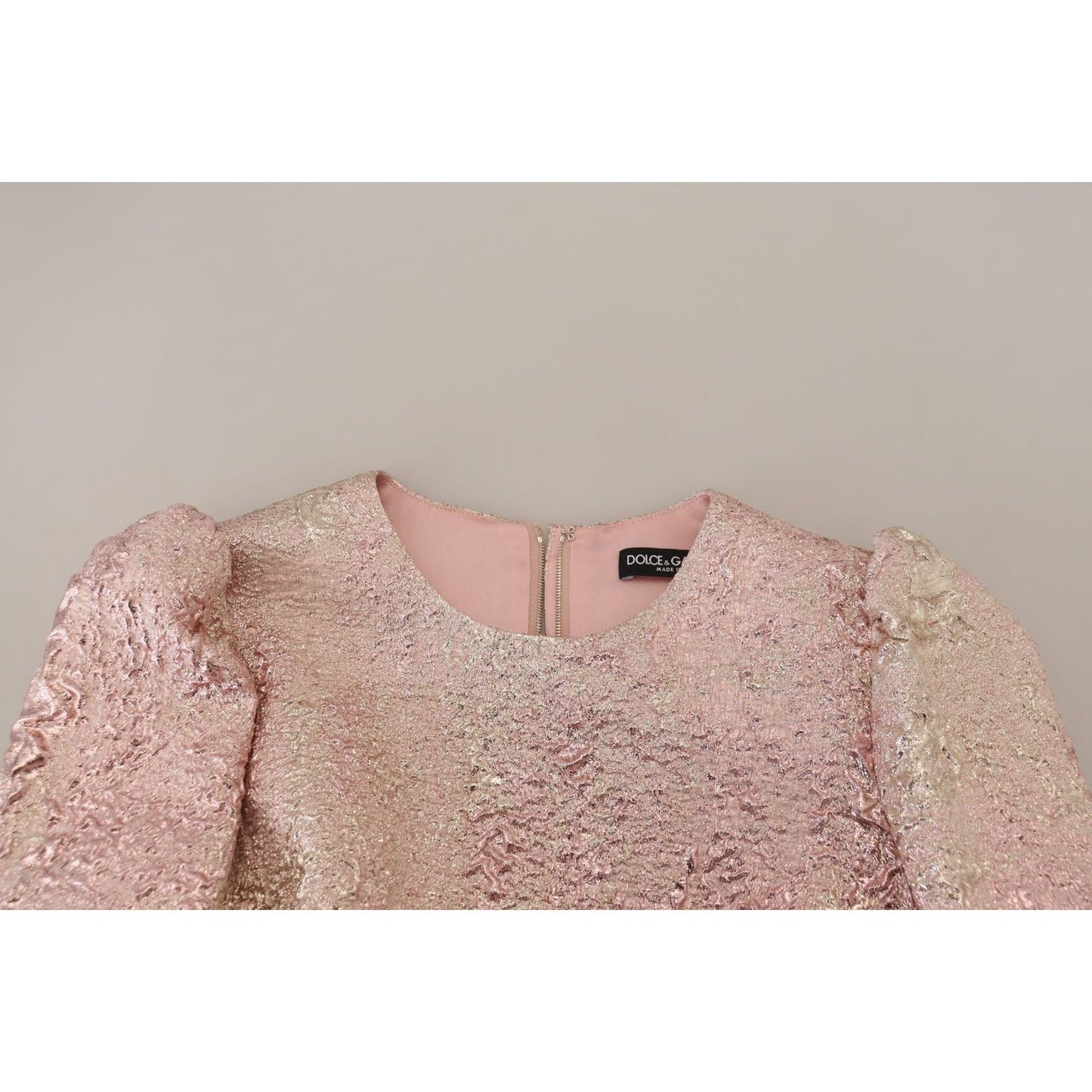Dolce & Gabbana Pink Jaquard 3/4 Sleeve Sheath Midi Dress DR28801- 38