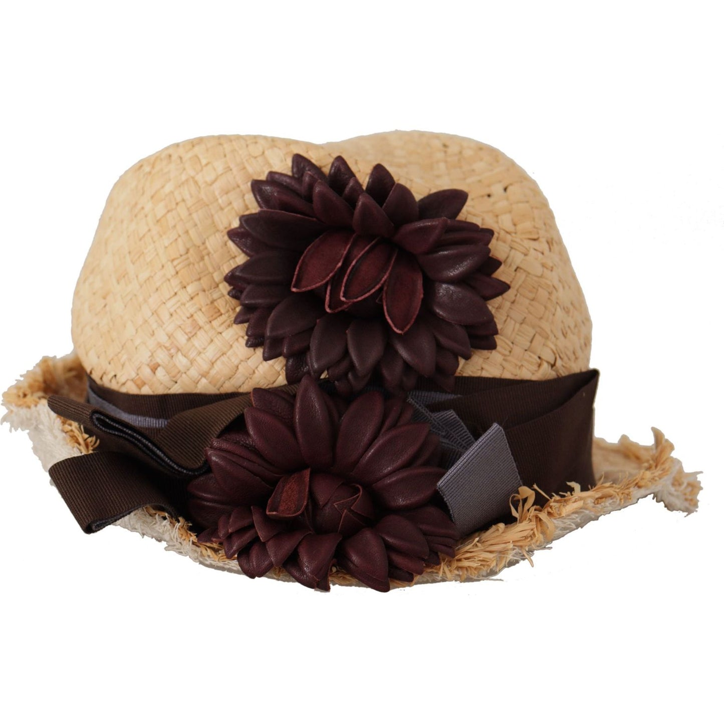 Dolce & Gabbana Yellow Ribbon Floral Embellished Straw Hat HAT9298 - 58