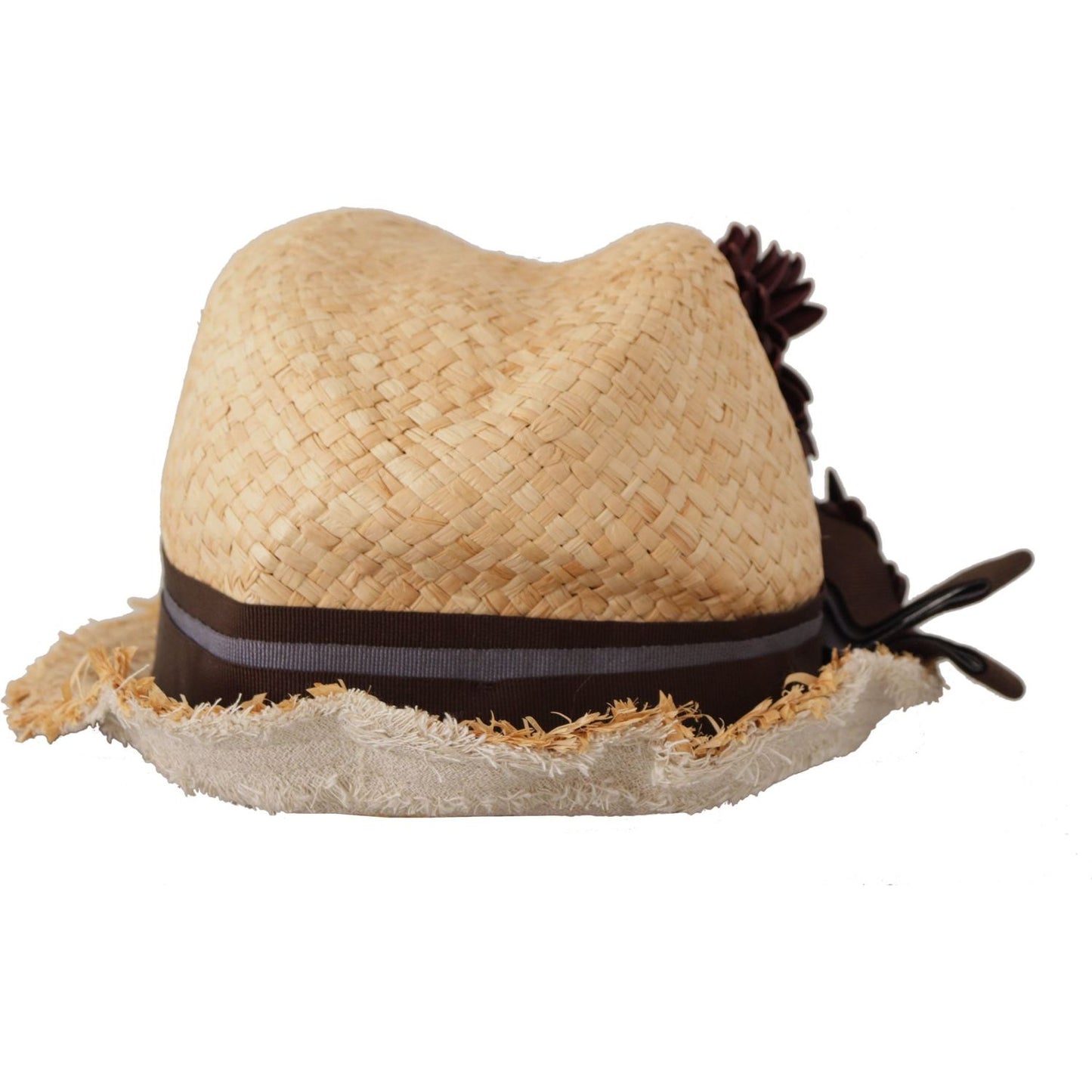 Dolce & Gabbana Yellow Ribbon Floral Embellished Straw Hat HAT9298 - 58