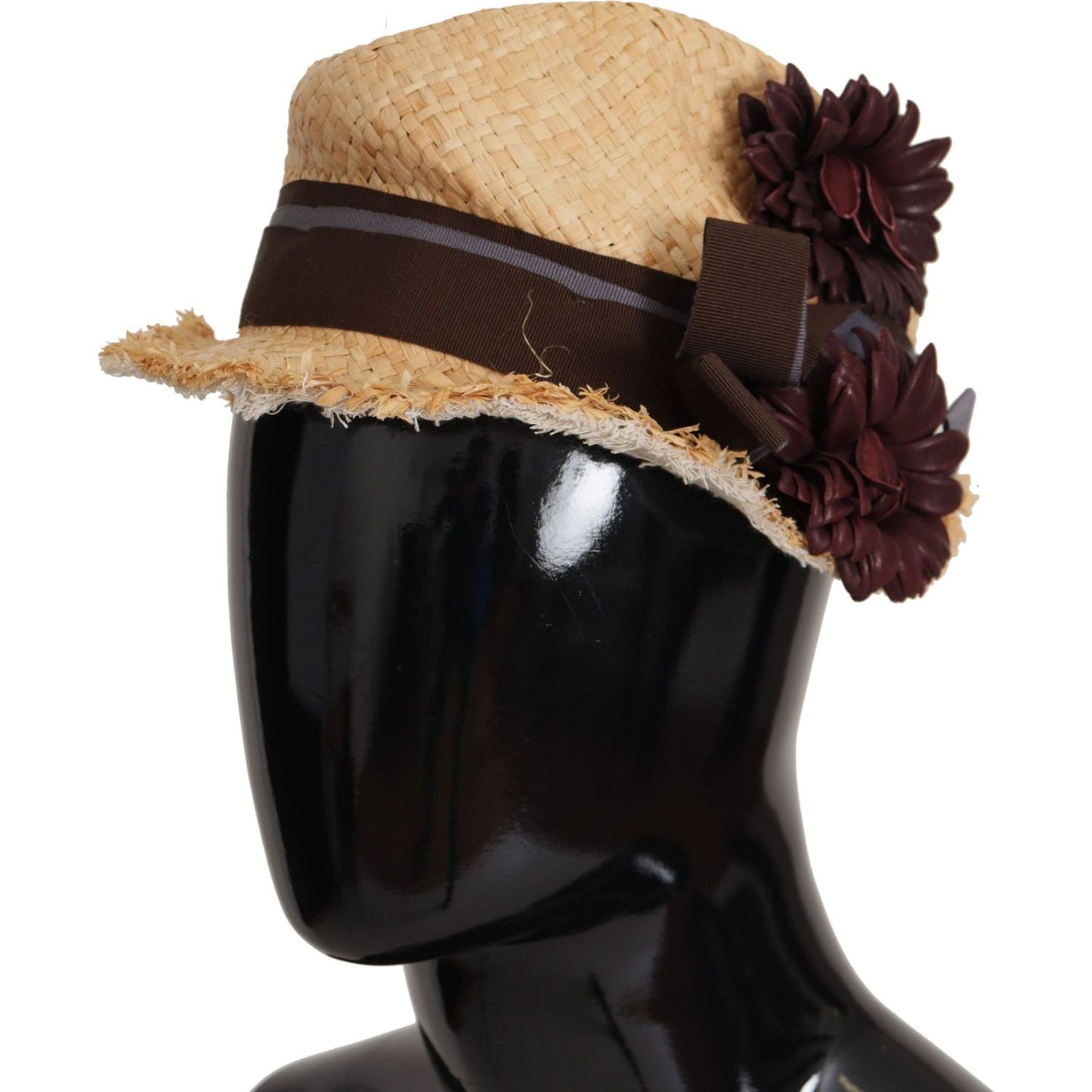Dolce & Gabbana Yellow Ribbon Floral Embellished Straw Hat HAT9298 - 58
