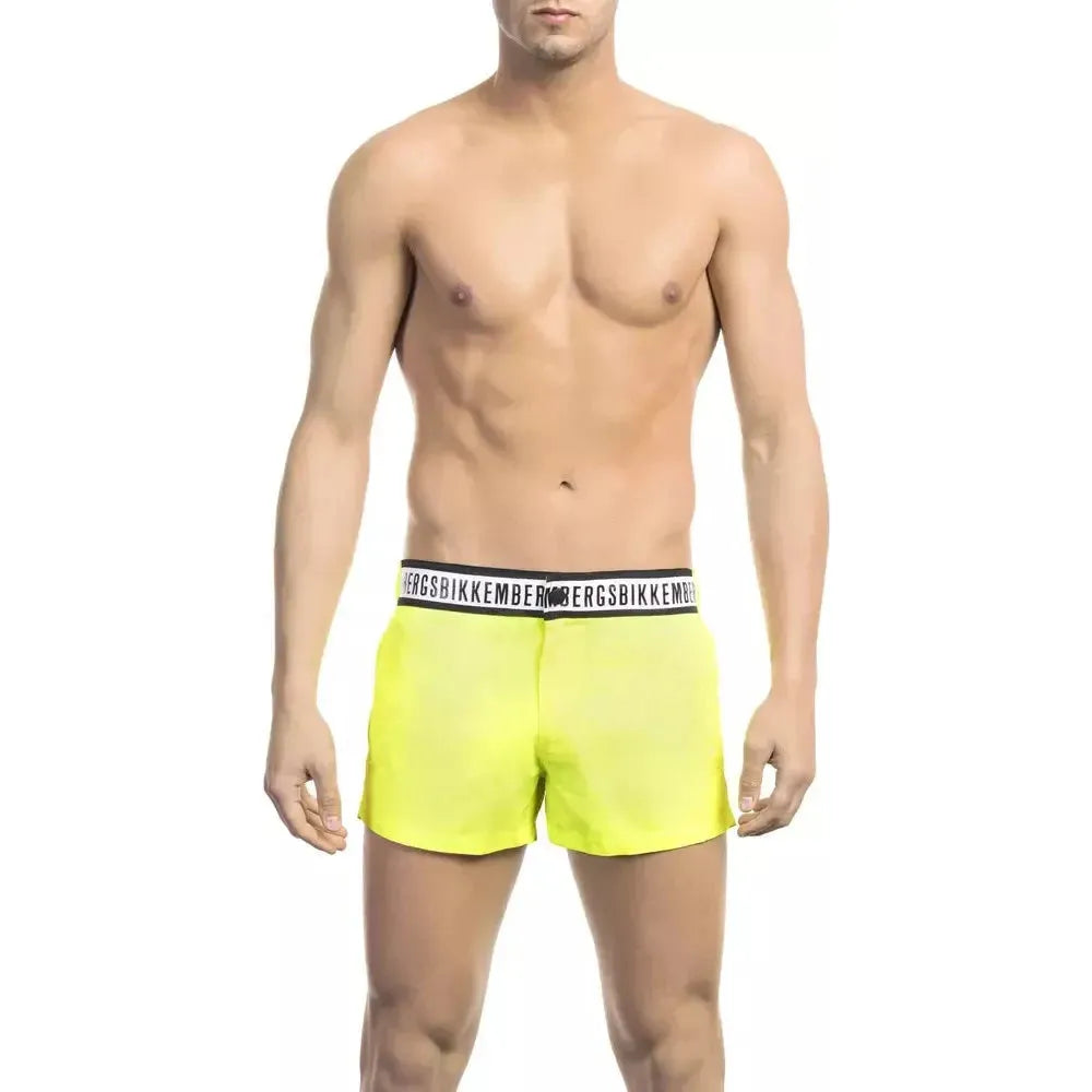 Bikkembergs Yellow Polyamide Men Swim Short BI-22031-XXL