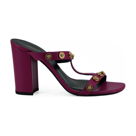Versace Elegant Purple Calf Leather High Sandals