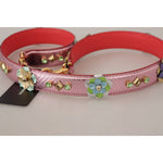 Dolce & Gabbana Elegant Metallic Pink Leather Shoulder Strap Dolce & Gabbana Dark Gray