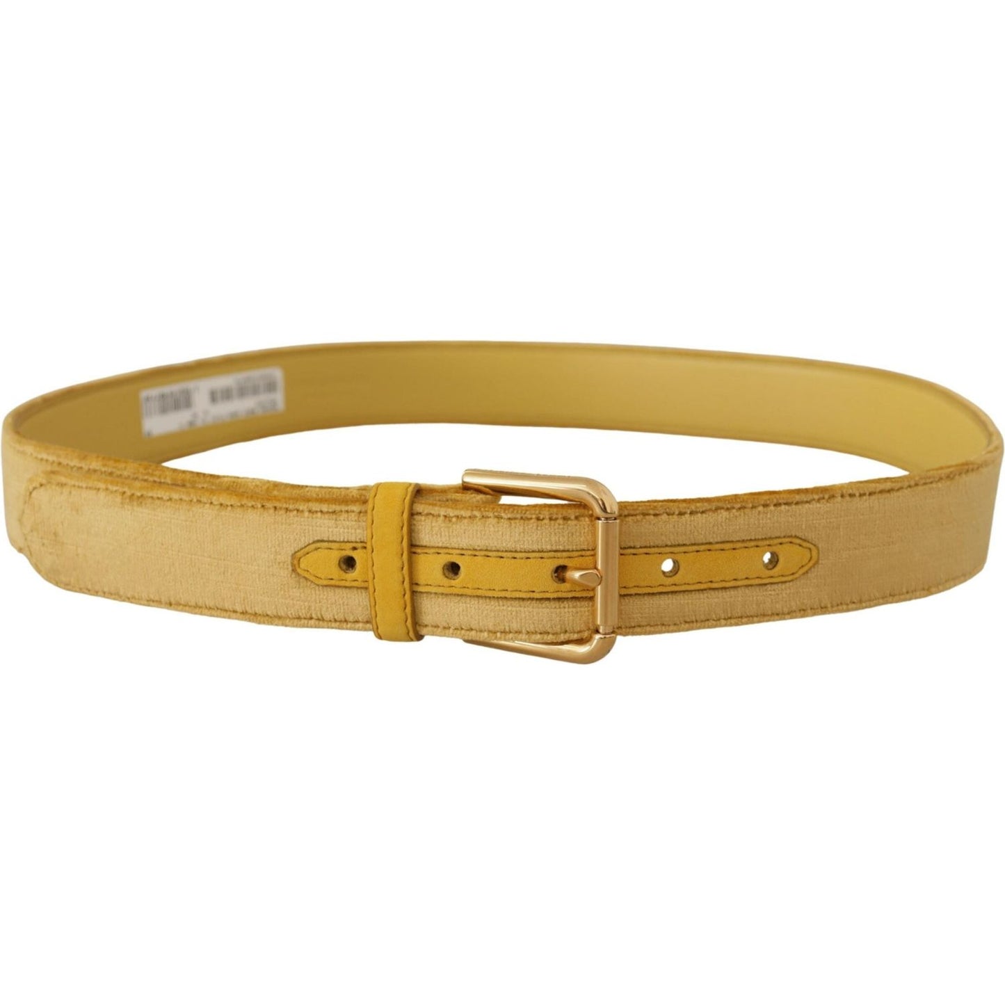 Dolce & Gabbana Yellow Velvet Gold Metal Logo Engraved Buckle Belt BEL8420 - 85