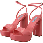 Prada Pink Patent Sandals Ankle Strap Heels Sandal LA10139- 38