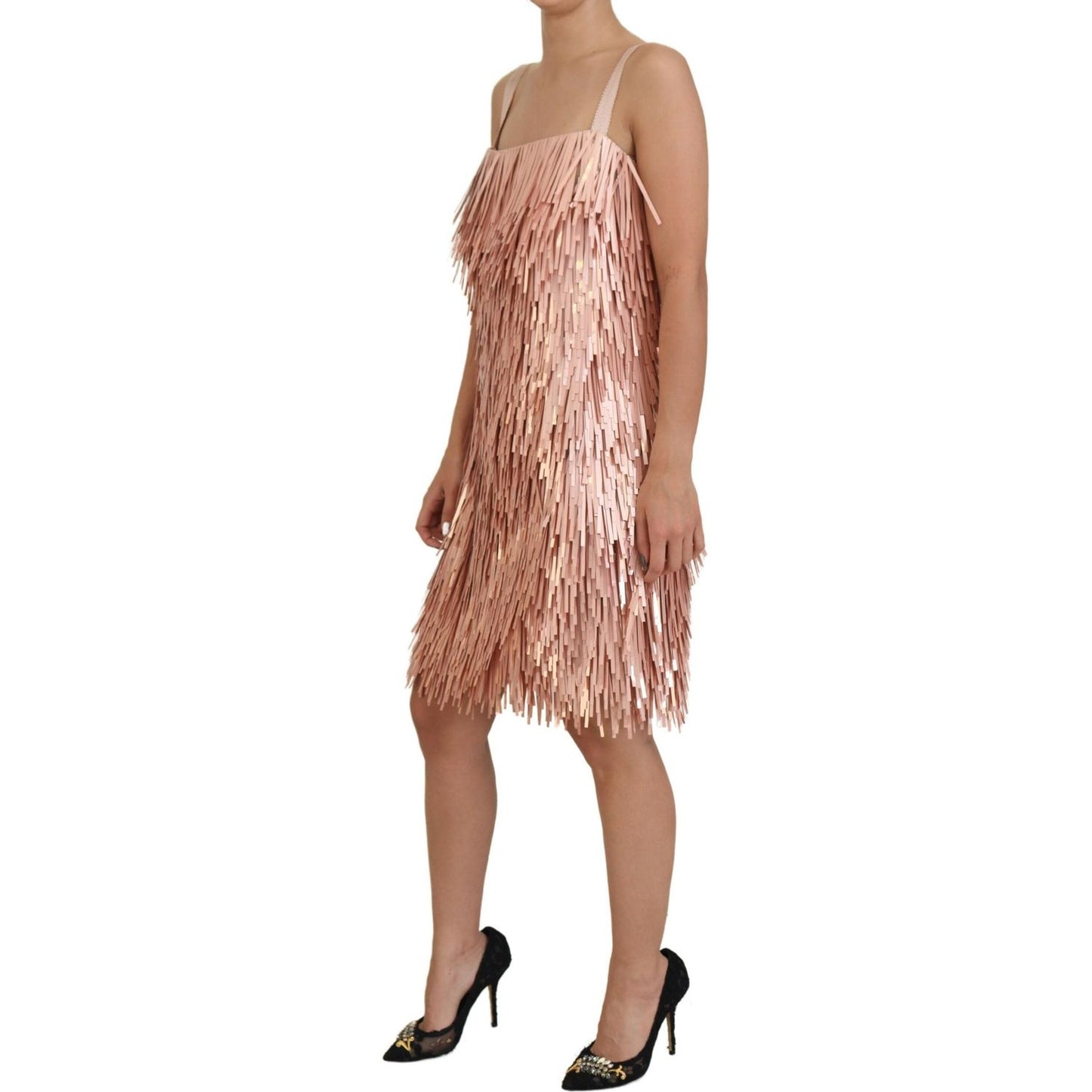 Dolce & Gabbana Pink Tinsel Sleeveless Shift A-line Dress DR28854-40