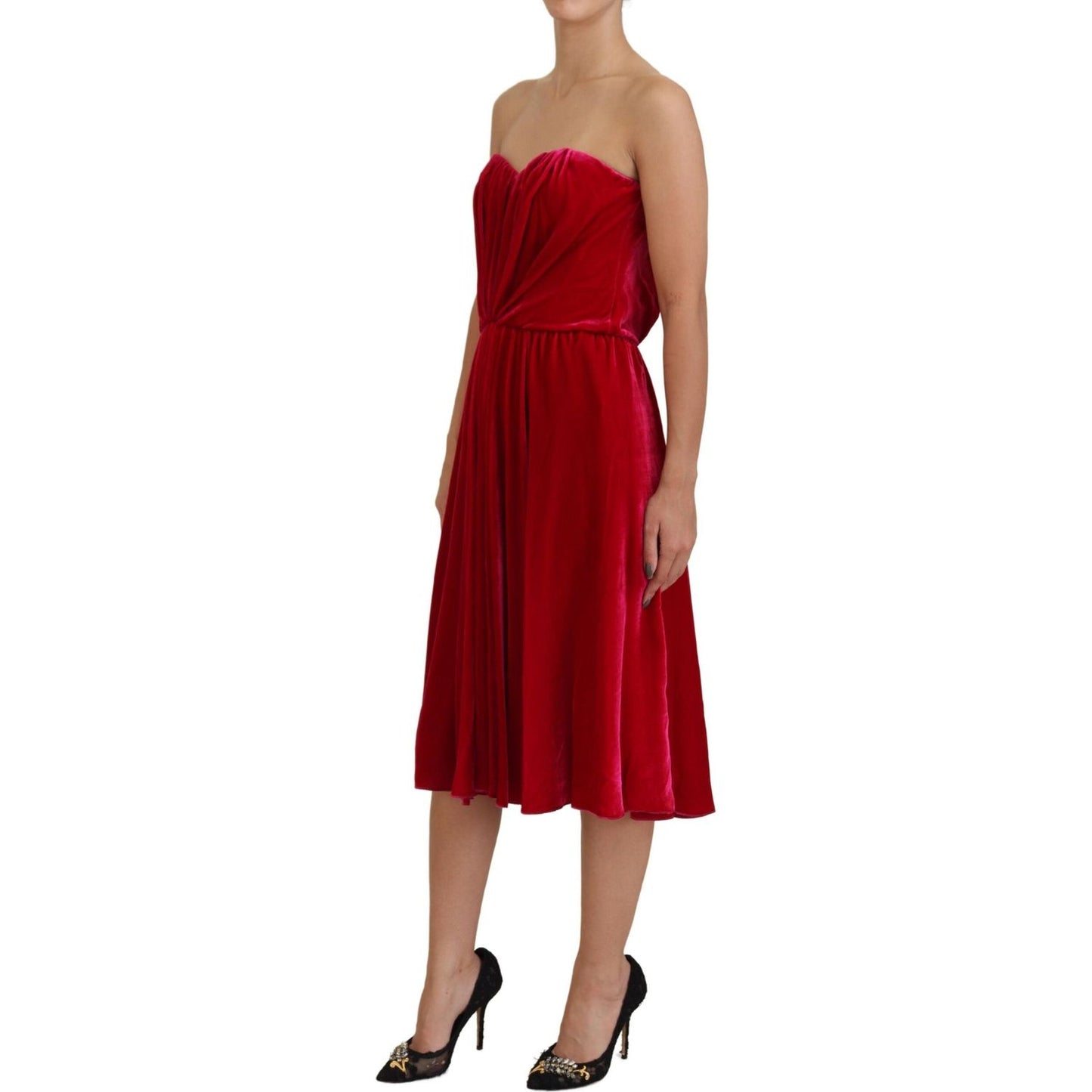 Dolce & Gabbana Pink Viscose Stretch Strapless A-line Dress DR28855-40