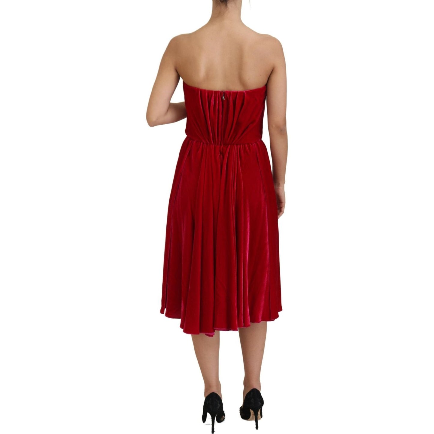 Dolce & Gabbana Pink Viscose Stretch Strapless A-line Dress DR28855-40