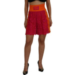 Dolce & Gabbana Pink Orange Lace Cotton High Waist Shorts PAN74576- 40