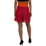 Dolce & Gabbana Pink Orange Lace Cotton High Waist Shorts PAN74576- 40