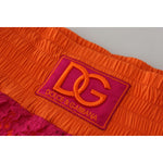 Dolce & Gabbana Pink Orange Lace Cotton High Waist Shorts PAN74576- 40