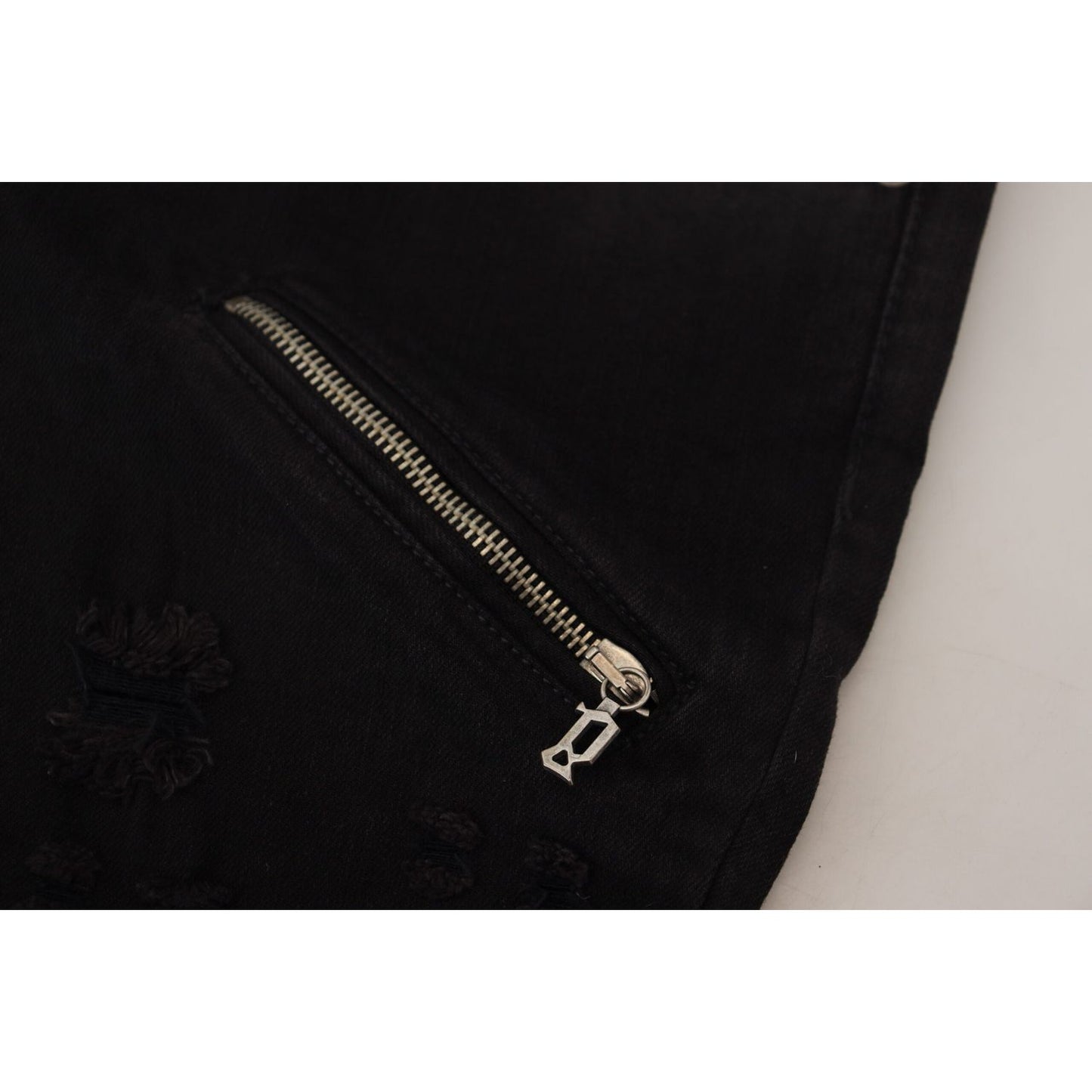 John Galliano Black Cotton Mid Waist Skinny Slim Fit Denim Jeans