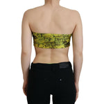 John Galliano Yellow Graphic Print Nylon Strapless Cropped Top TSH83362-38