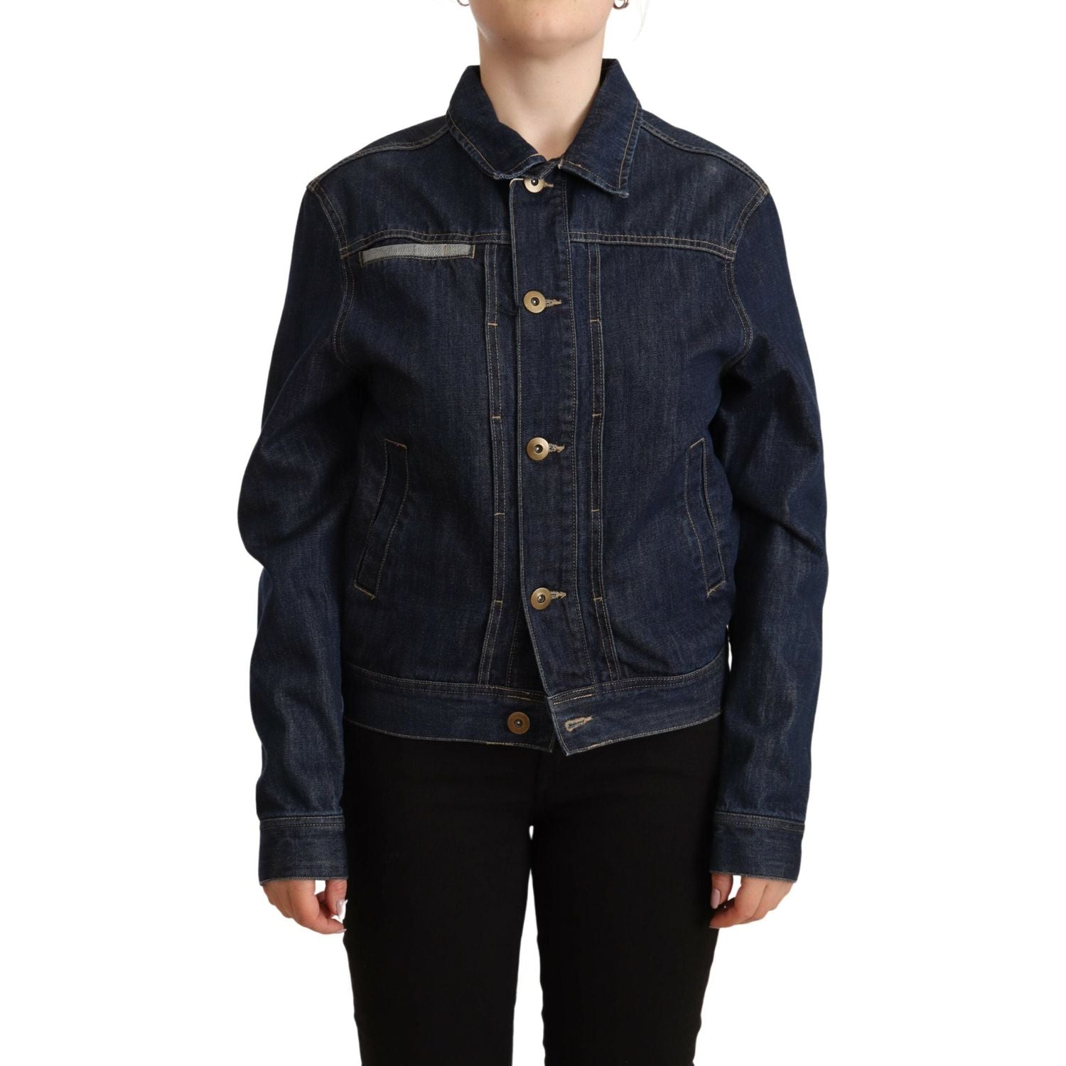 Master Coat Dark Blue Button Down Long Sleeves Denim Jacket