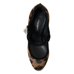 Dolce & Gabbana Black Brown Calf Leopard Heel Mary Jane Pump Shoes LA10270-35.5
