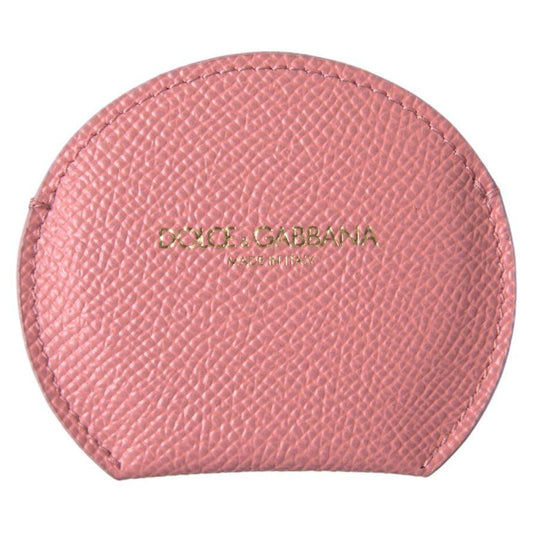 Dolce & Gabbana Pink Calfskin Leather Round Mirror Holder