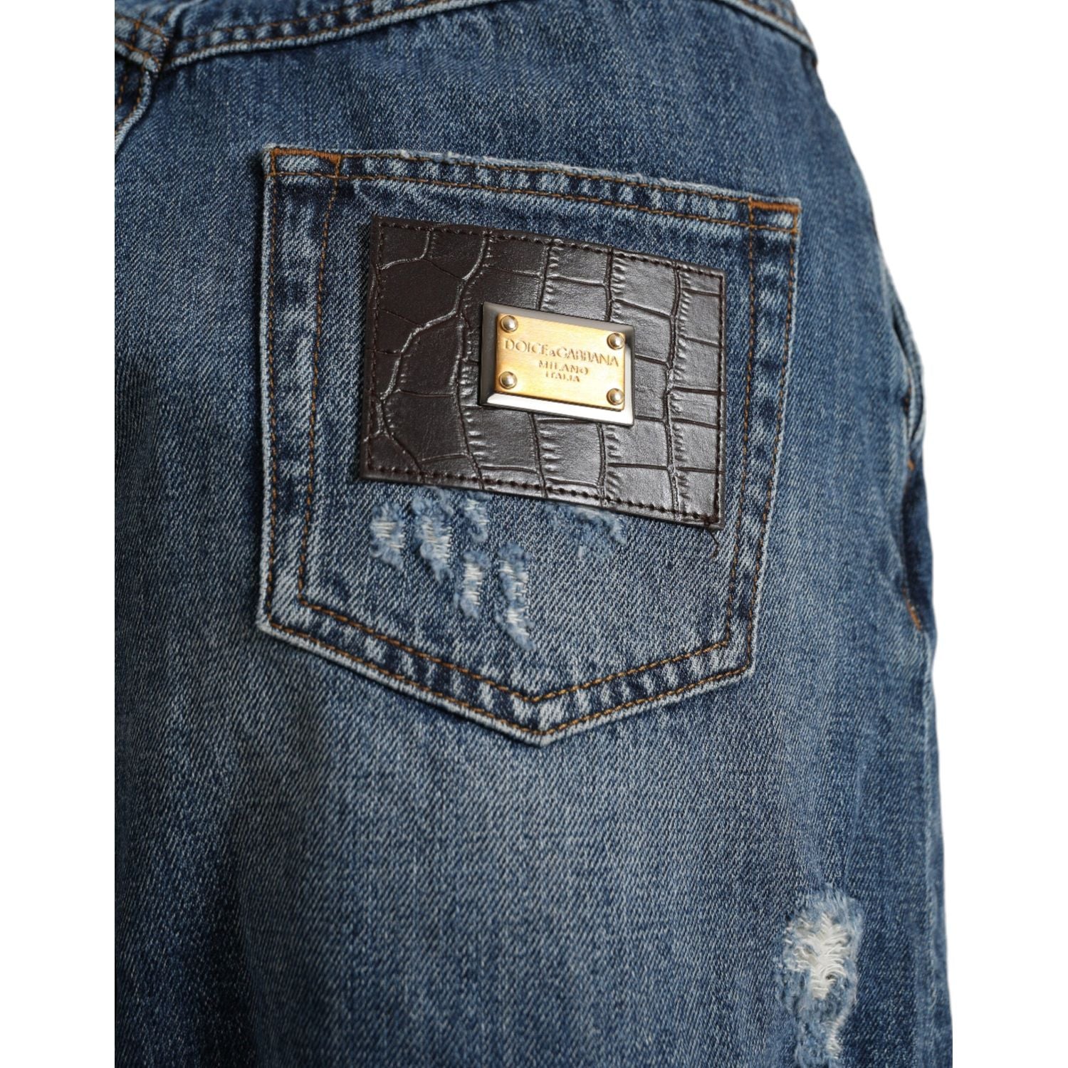 Dolce & Gabbana Blue Cotton High Waist Denim Hot Pants Shorts