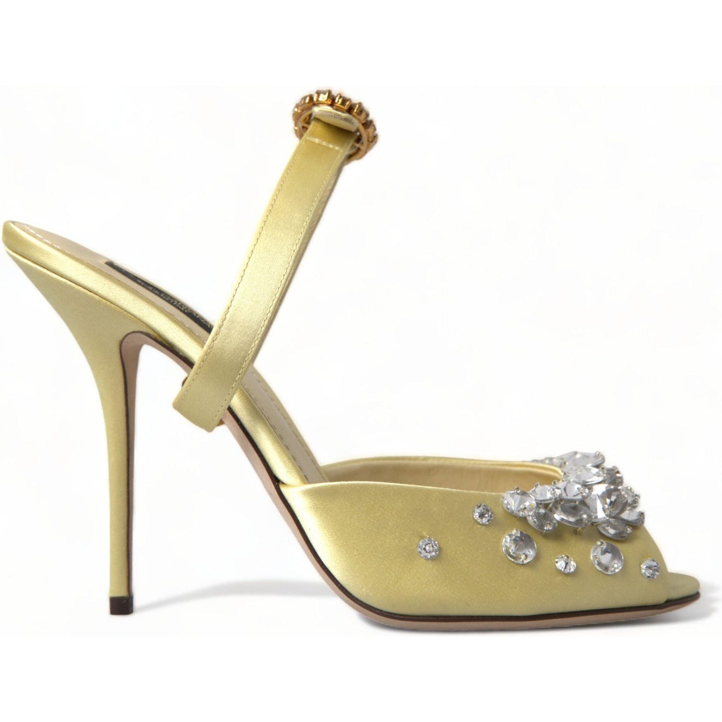 Dolce & Gabbana Yellow Satin Crystal Mary Janes Sandals LA10359-39