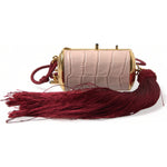 Dolce & Gabbana Pink Exotic Leather Mini Mirror Tassel Makeup Bag BAG1276