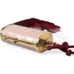 Dolce & Gabbana Pink Exotic Leather Mini Mirror Tassel Makeup Bag BAG1276