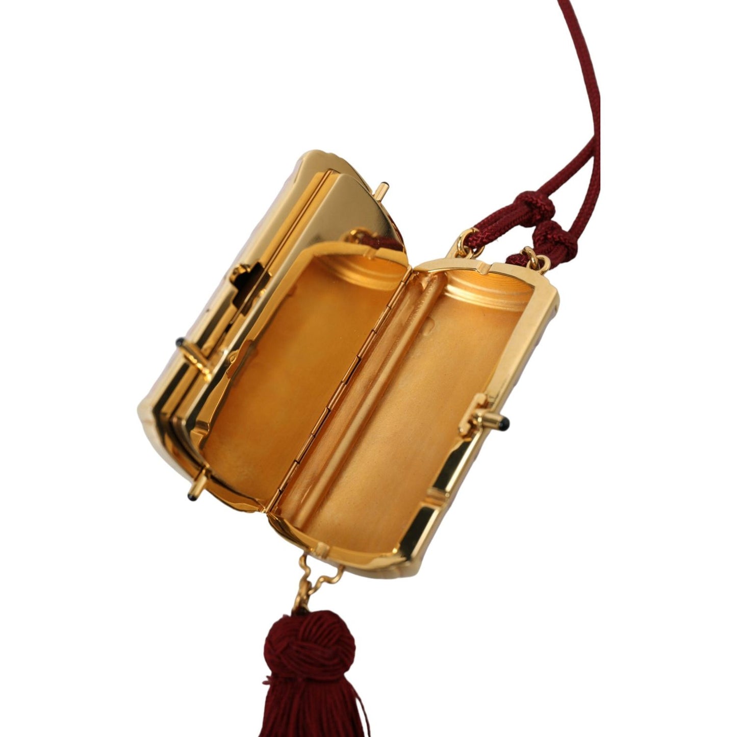 Dolce & Gabbana Pink Exotic Leather Mini Mirror Tassel Makeup Bag BAG1276