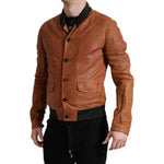 Dolce & Gabbana Brown Lambskin Leather Perforated Jacket JKT3774-48
