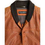 Dolce & Gabbana Brown Lambskin Leather Perforated Jacket JKT3774-48