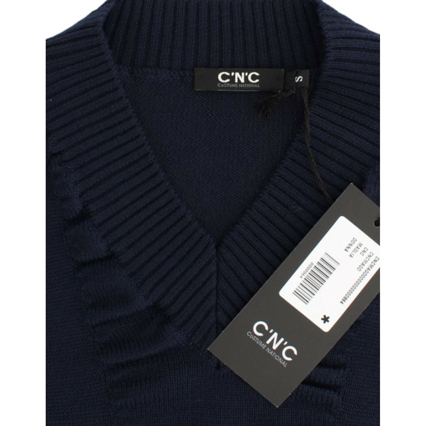 Costume National Dark blue V-neck wool sweater SIG12054-2