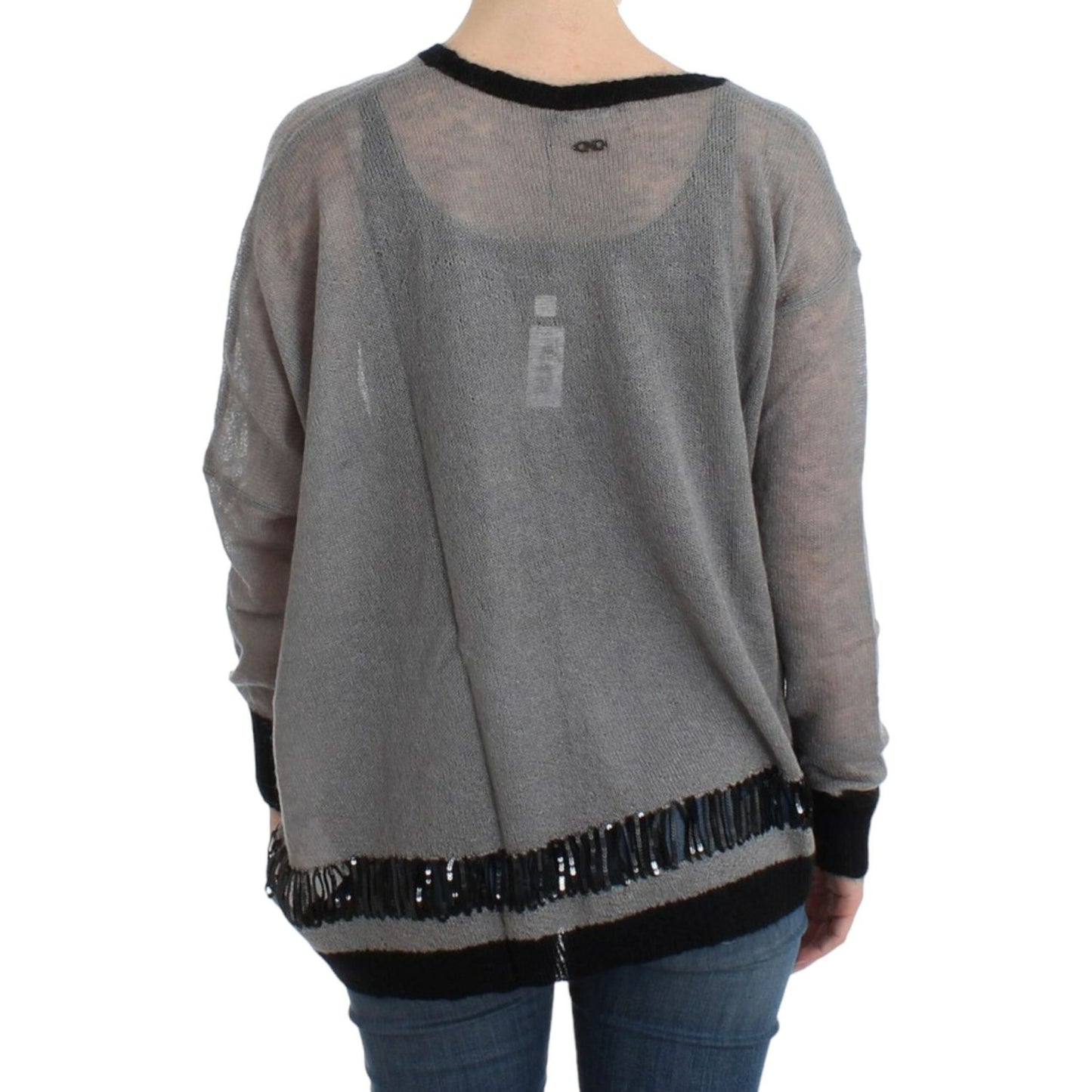 Costume National Gray embellished asymmetric sweater SIG12049-1
