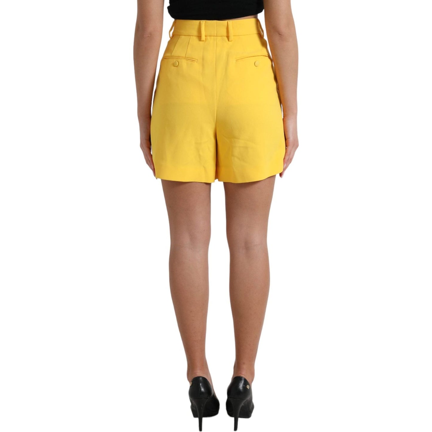 Dolce & Gabbana Yellow Viscose High Waist Bermuda Shorts PAN74916-44