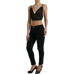 Dolce & Gabbana Brown Viscose Plunging V-neck Cropped Tank Top TSH84301-40