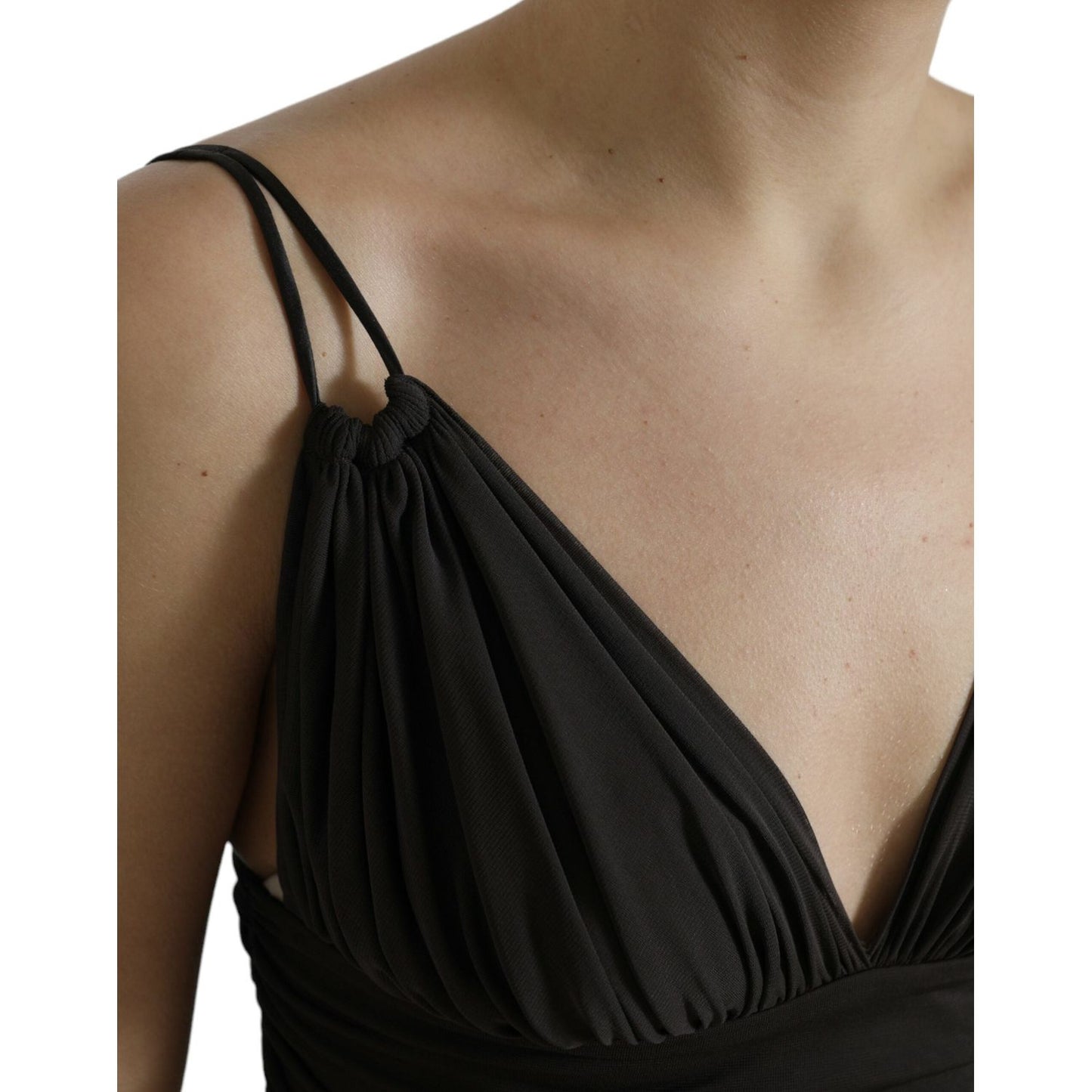 Dolce & Gabbana Brown Viscose Plunging V-neck Cropped Tank Top TSH84301-40