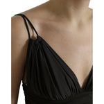 Dolce & Gabbana Brown Viscose Plunging V-neck Cropped Tank Top TSH84301-40