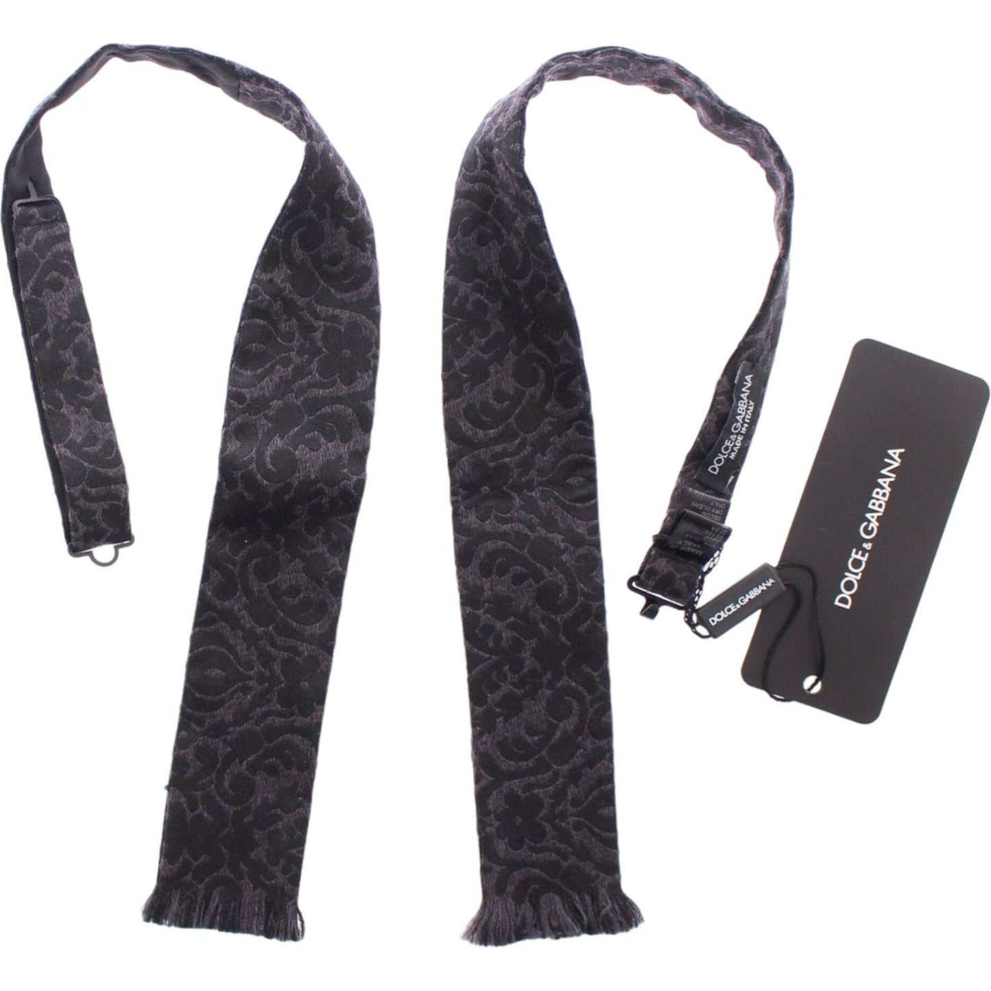 Dolce & Gabbana Gray Black Wool Bow Tie Bow Tie