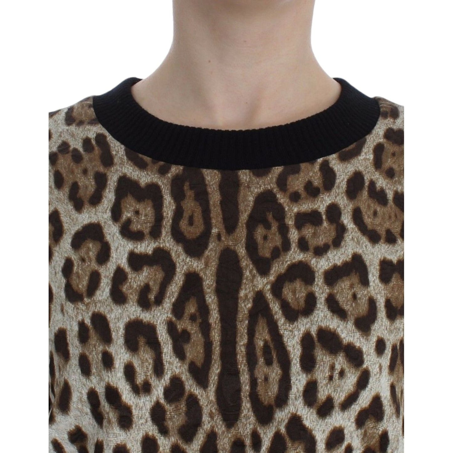Dolce & Gabbana Leopard Print Crewneck Short Sweater SIG13185-1
