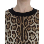 Dolce & Gabbana Leopard Print Crewneck Short Sweater SIG13185-1