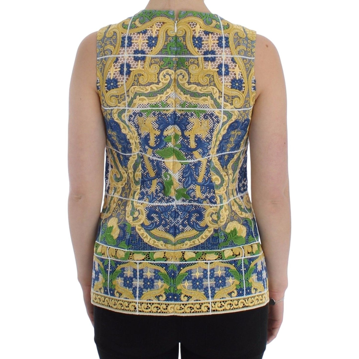 Dolce & Gabbana Multicolor Majolica Embroidered Sweater SIG13199-1