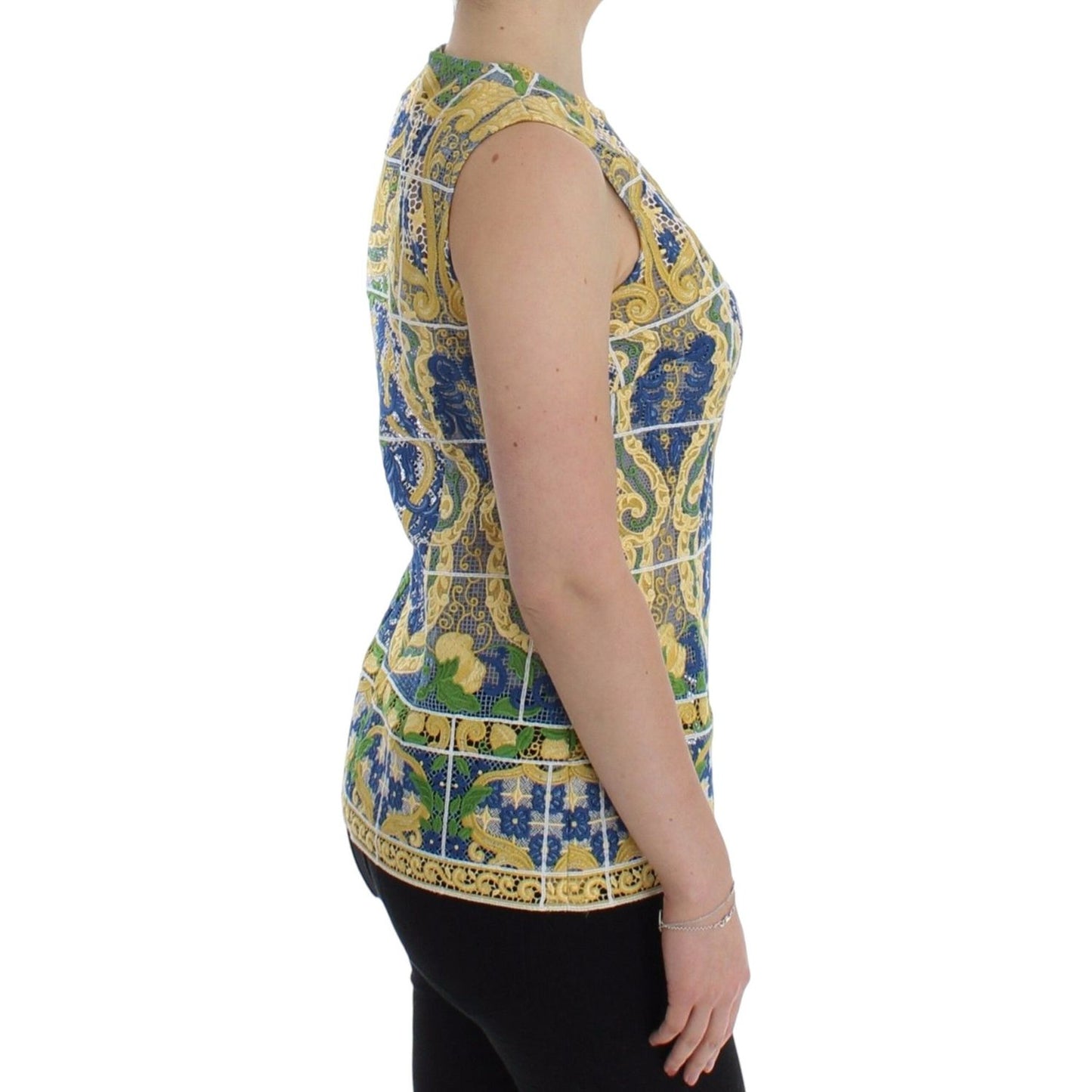 Dolce & Gabbana Multicolor Majolica Embroidered Sweater SIG13199-1