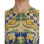 Dolce & Gabbana Multicolor Majolica Embroidered Sweater SIG13199-1