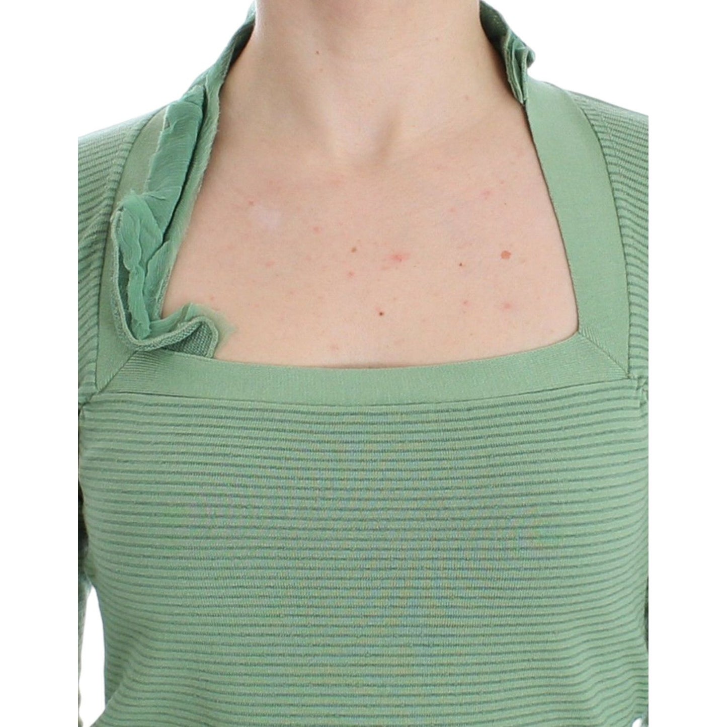 Ermanno Scervino Green Wool Blend Striped Long Sleeve Sweater SIG12581-3