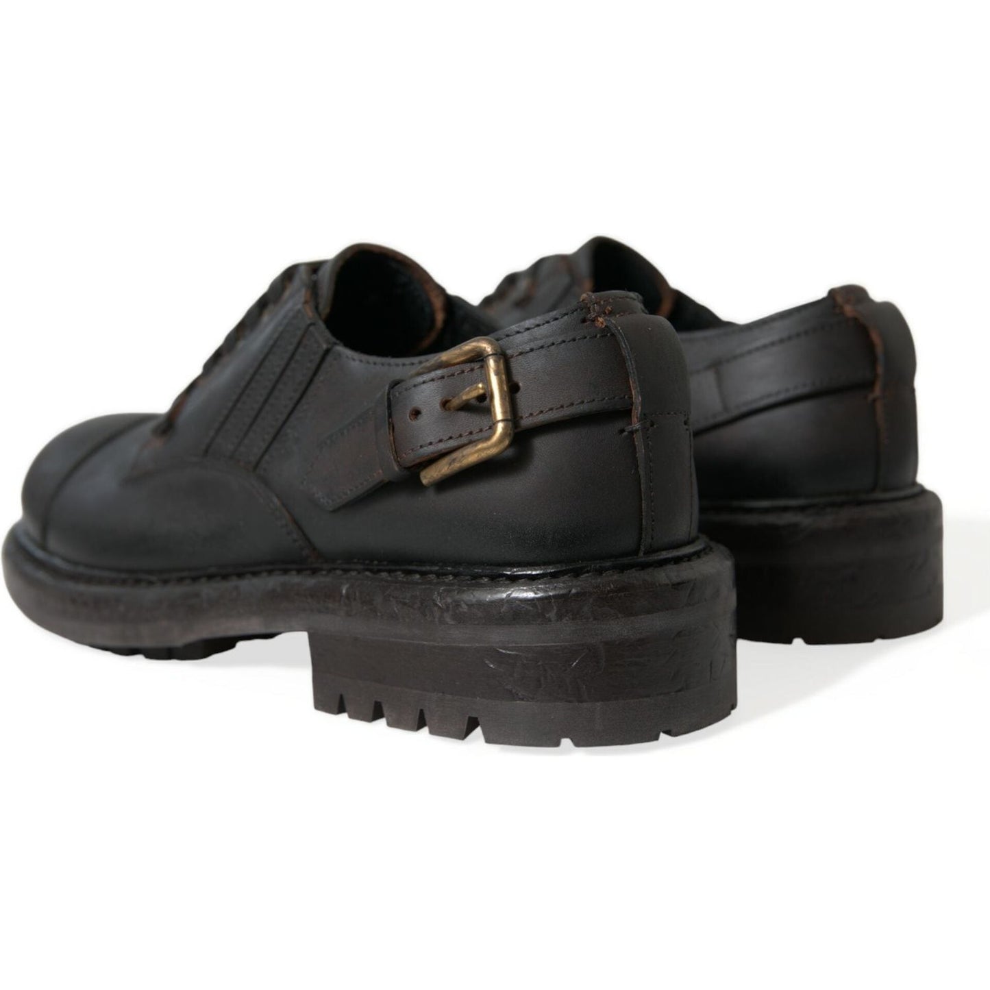 Dolce & Gabbana Brown Leather Lace Up Derby Men Dress Shoes MV5442-45