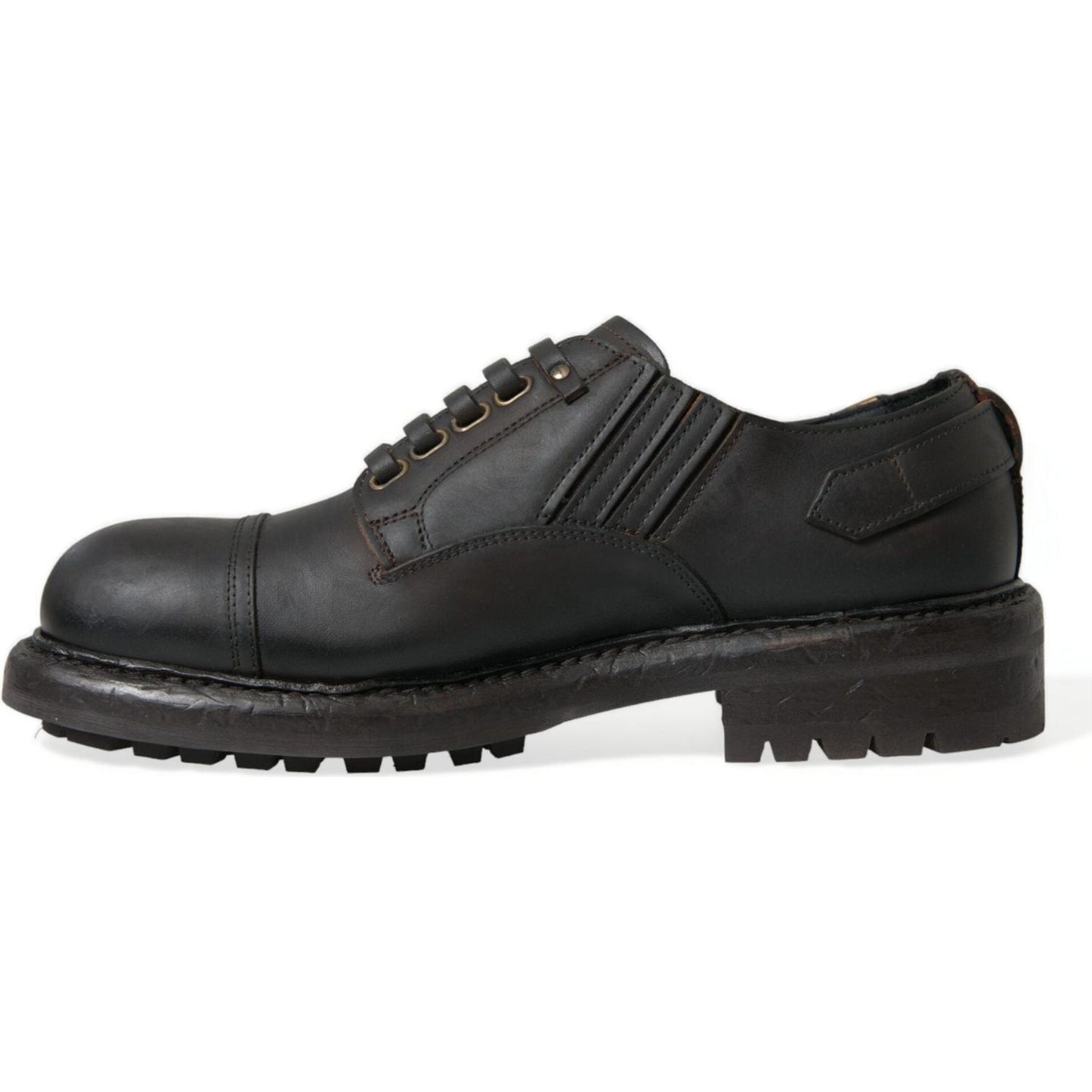 Dolce & Gabbana Brown Leather Lace Up Derby Men Dress Shoes MV5442-45